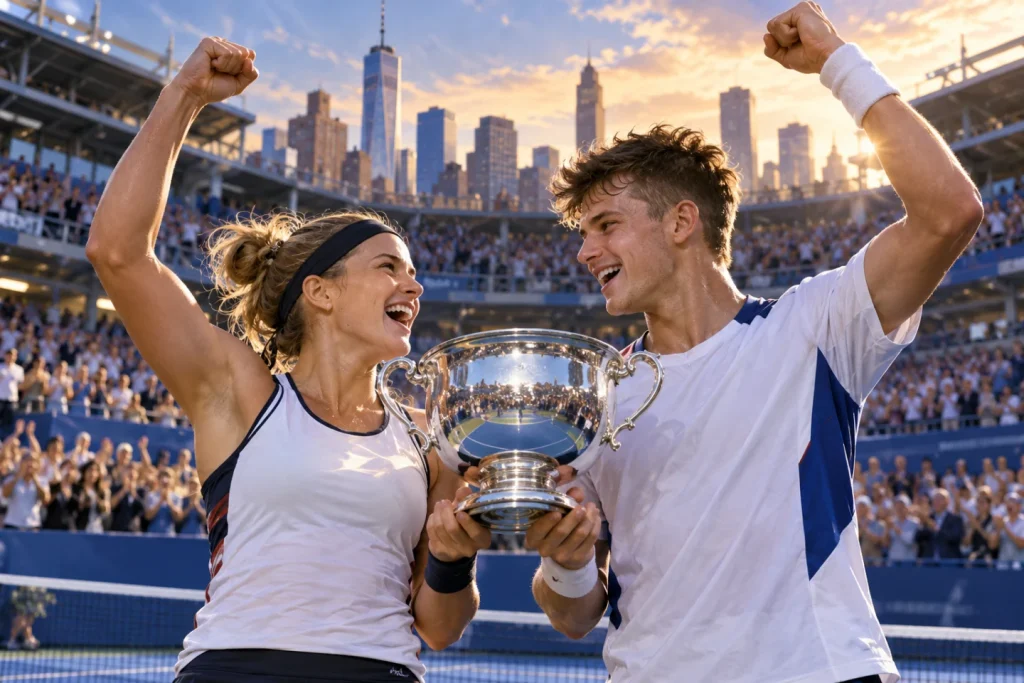 Иллюстрация к новости: Мухова и Меншик выиграли микст на US Open 2026